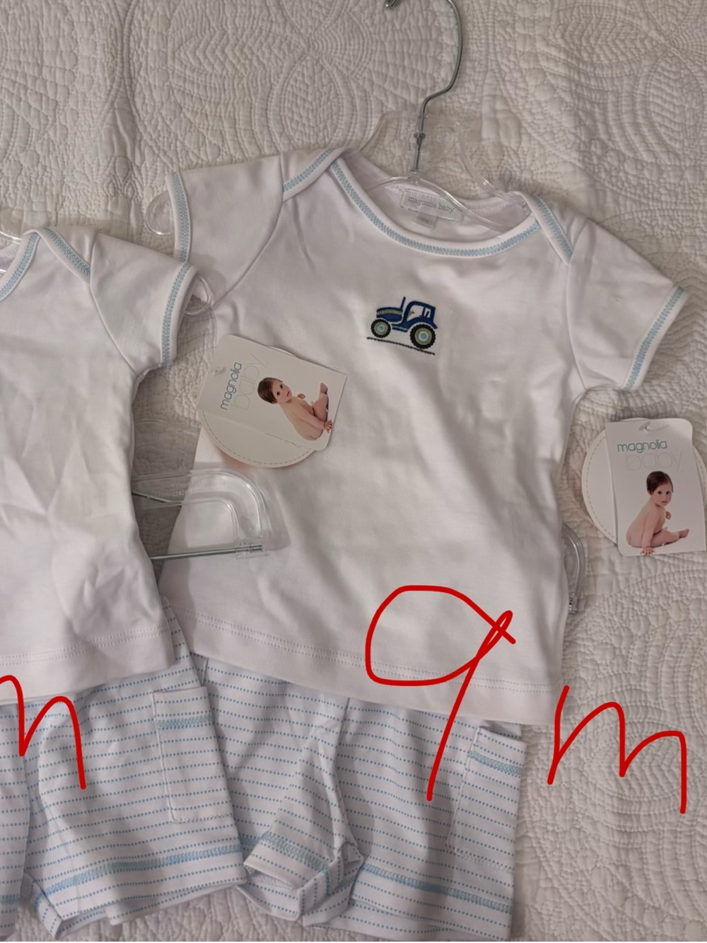 Magnolia Baby Short Sleeve Set with Blue Tractor Embroidery